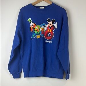 Disney Vintage 2008 Blue Crewneck Sweater with Mickey Mouse Design Medium